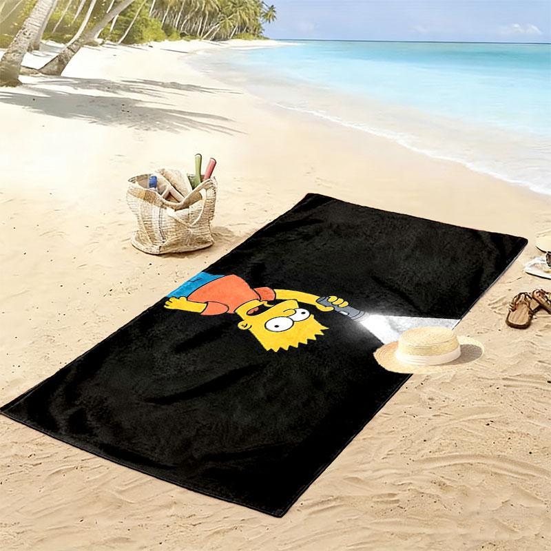 Bart Simpson The Simpsons Print Beach Towel, Large Soft Quick Dry Towel for Beach Camping Swimming