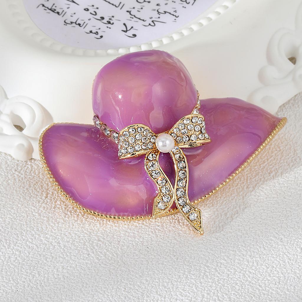 Fashionable Zircon Exquisite Inlaid Hat Pattern Brooch Women Clothing Jacket Jewelry Party Accessories Couple Gifts