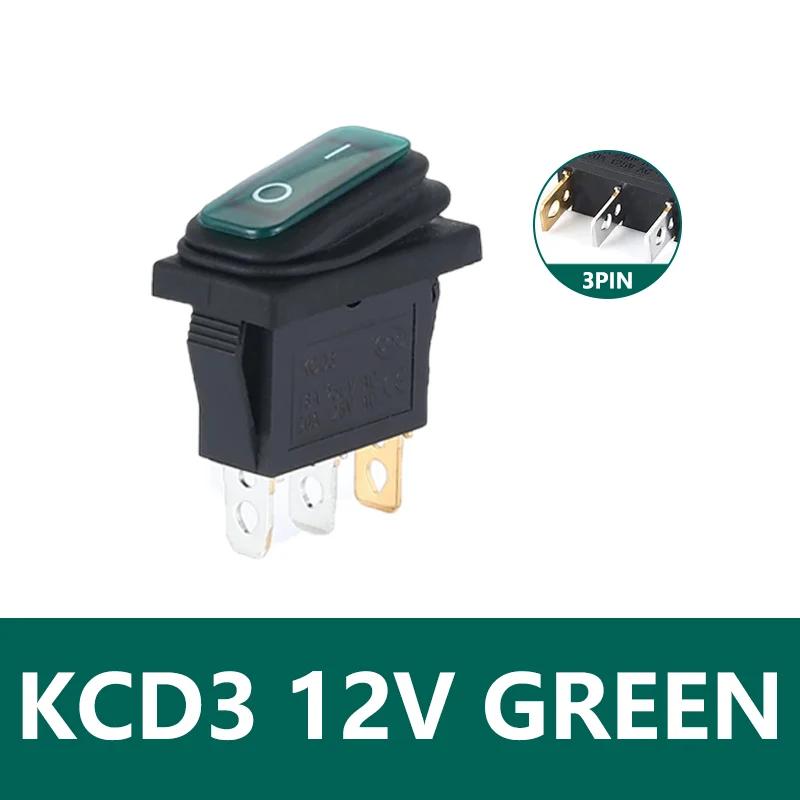 5/20/100PCS 12VLED Light IP67 KCD3 3 Pin  20A On/Off Rectangular Ship Type Long Rocker Switch Waterproof Car Dashboard