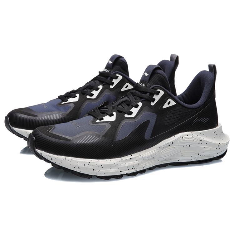 LiNing Protective Cloud Lightweight Rebound Shock Absorption Low-Top Running Shoes Unisex sneaker Black Gray ARHR079-1