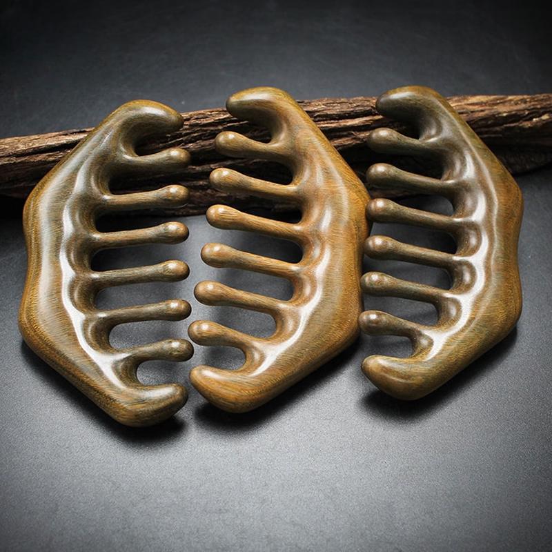 Beiduo Yang Green Sandalwood Dolphin Massage Hair Comb