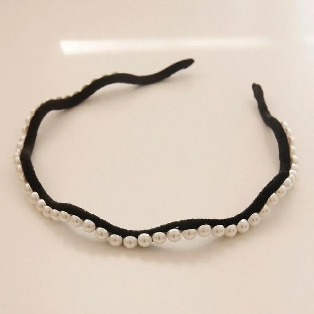 J Lauren Wave Velvet Slim Pearl Hairband H0881
