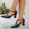 Leisure Pumps Sandals Female Office Career Strange High Heels Pointed Toe Shoes Women Leather Slip on Summer Sandals Plus Size