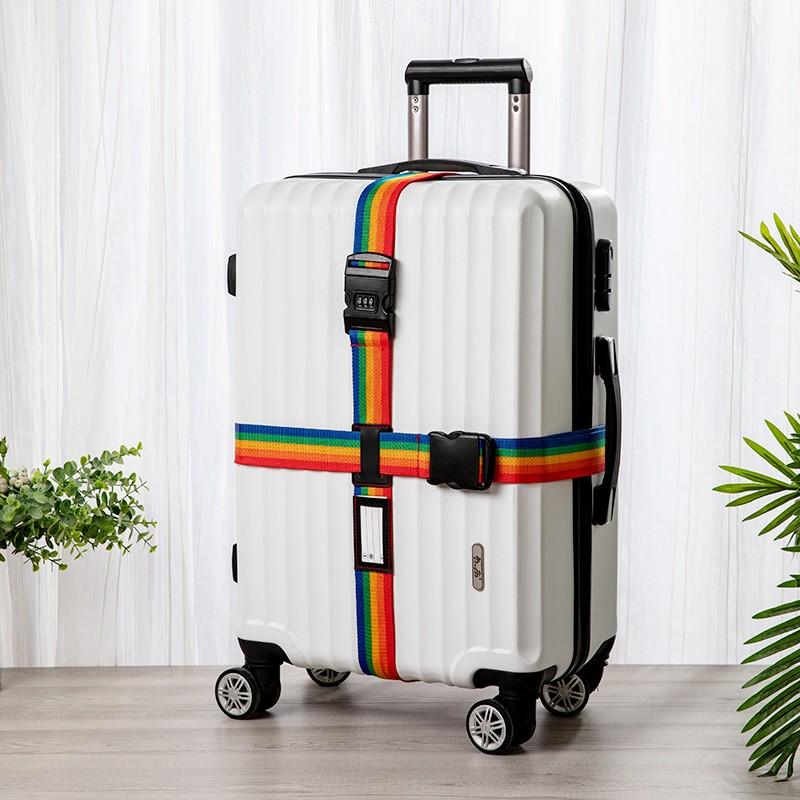 Etravel Cross-Shaped Packing Strap with Combination Lock, Luggage Safety Tie-Down Strap, Colorful Version with Combination Lock