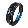 Bracciale Infinito Classico da Uomo Braccialetti Intrecciati Multistrato in Pelle per Donne Gioielli in Acciaio Inossidabile Nero Regali