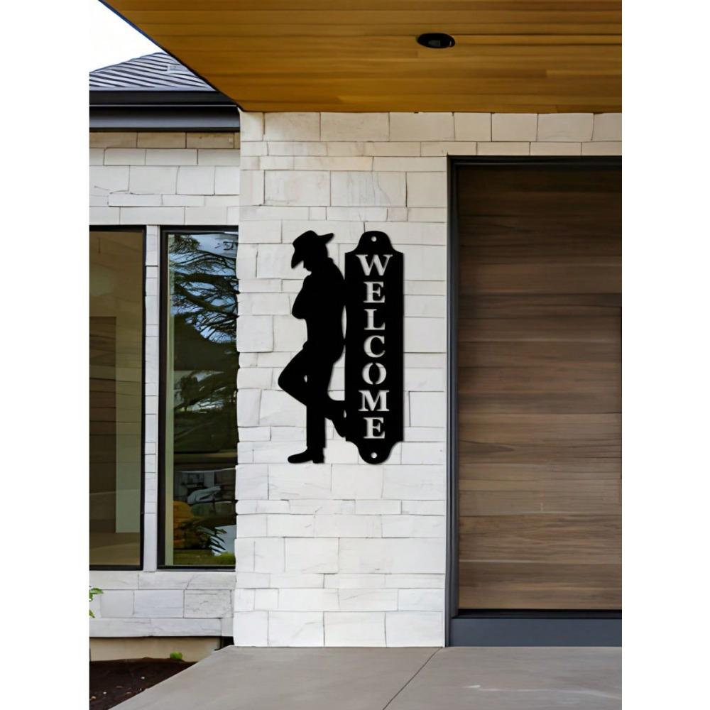 Metal Gentleman Wall Art Silhouette, Outdoor Indoor Home Decor Welcome Sign