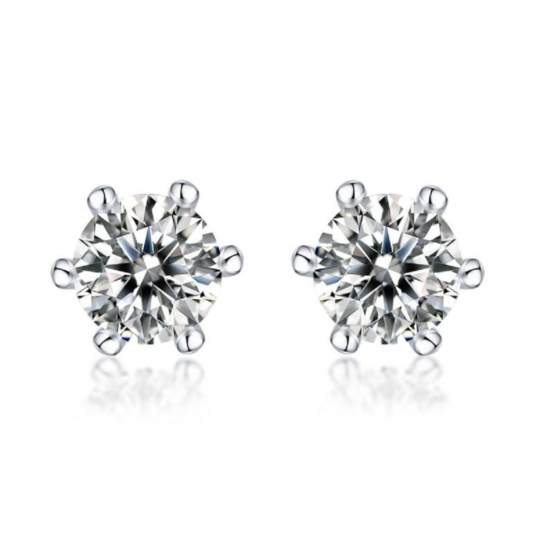 Minimalist Luxury Moissanite Stud Earrings Women Six-Prong Setting Sterling Wedding Fashion Jewelry