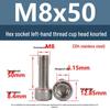 Yigu Yigu 304 Stainless Steel Reverse Thread Knurled Hex Socket Cup Head M6-M12 Screws