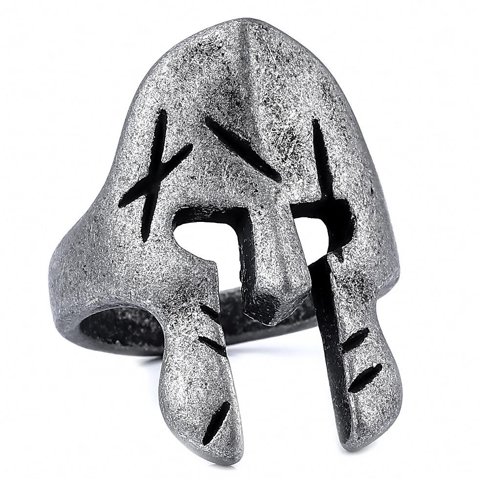 Stříbrný prsten S925 s maskou, prsten spartánského válečníka, vařená černá maska, retro styl, pánský a dámský prsten