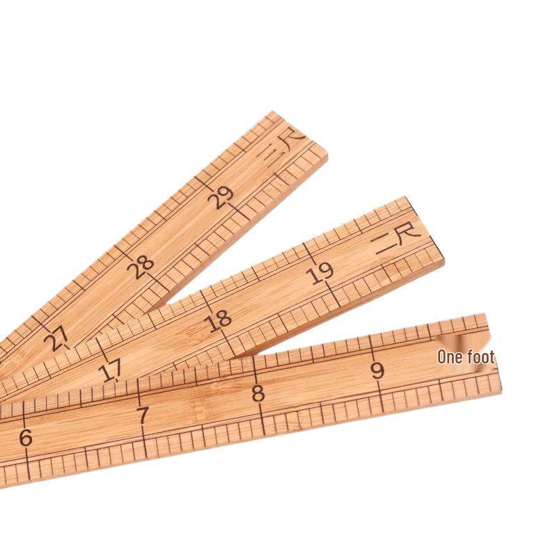 One-Meter Double-Sided Wooden Bamboo Ruler with Metric & Inch Scales for Sewing & Measuring.