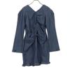 Lily Brown Long Sleeve V Neck Mini Dress 1 Blue LWFO241068 Women Used