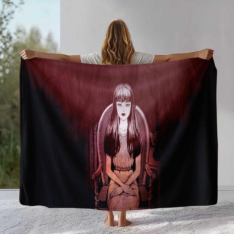 Horror Junji Ito Tomie Kawakami Ghost Flannel Blanket,Ultra Soft Warm Plush Throw for Home Bedroom Bed Sofa Cover Camping Picnic