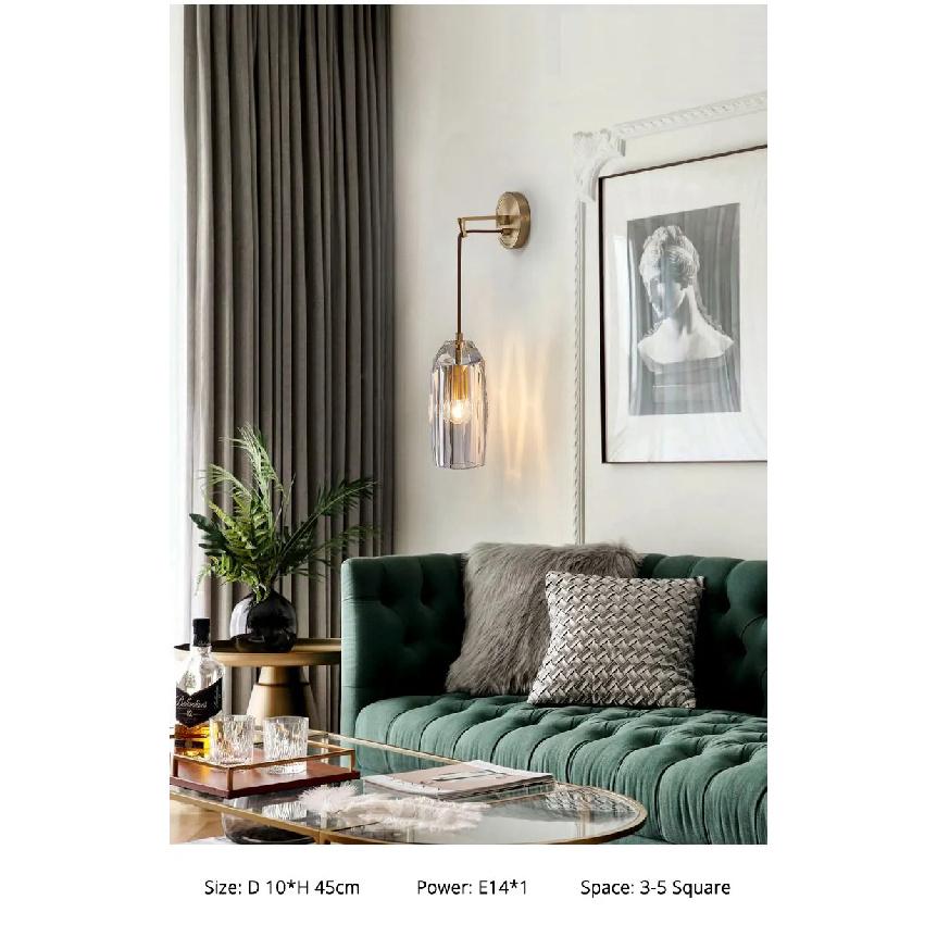 Nordic  Creative Living Room Crystal Wall Lamp Fashion Modern Minimalist Model Bedside Copper Wall Lamp Bedroom Corridor