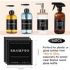 36PCS Waterproof Labels for Bottles, Hand Soap Lotion Shampoo and Conditioner Dispenser Label Stickers, Removable Cleaning Bathroom Labels for Glass