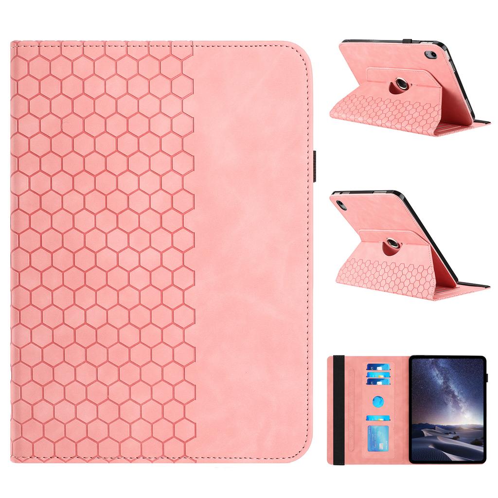 Leather Case For iPad mini (2024) / (2021) Rotatable Honeycomb Imprinted Shockproof Tablet Cover with Stand