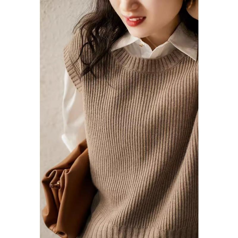 Women S French Style Loose Knit Sleeveless Vest Autumn Winter Outerwear