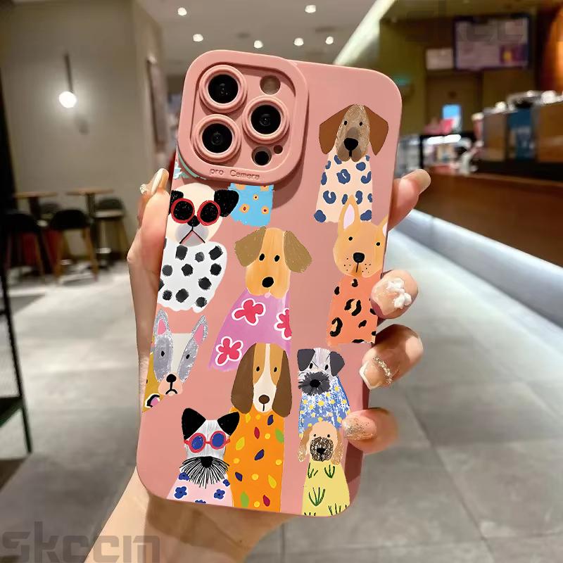 Funny Colorful Dog Pattern Design Phone Case For iPhone 17 16 15 14 Pro Max 12 11 13 Mini 17 Air XS X XR 7 8 Plus 16e Soft Cover
