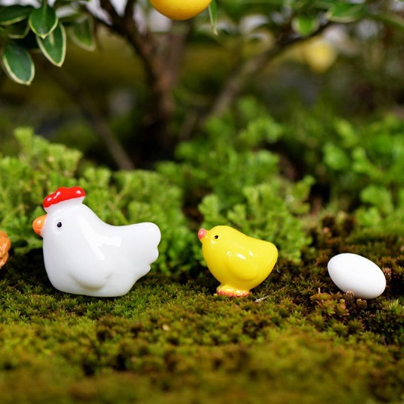 12 Pcs Mix Chicken Chick Egg Nest Figurine Miniatures Home Decoration Kawaii Accessories Garden Decor for Home Easter Decoration
