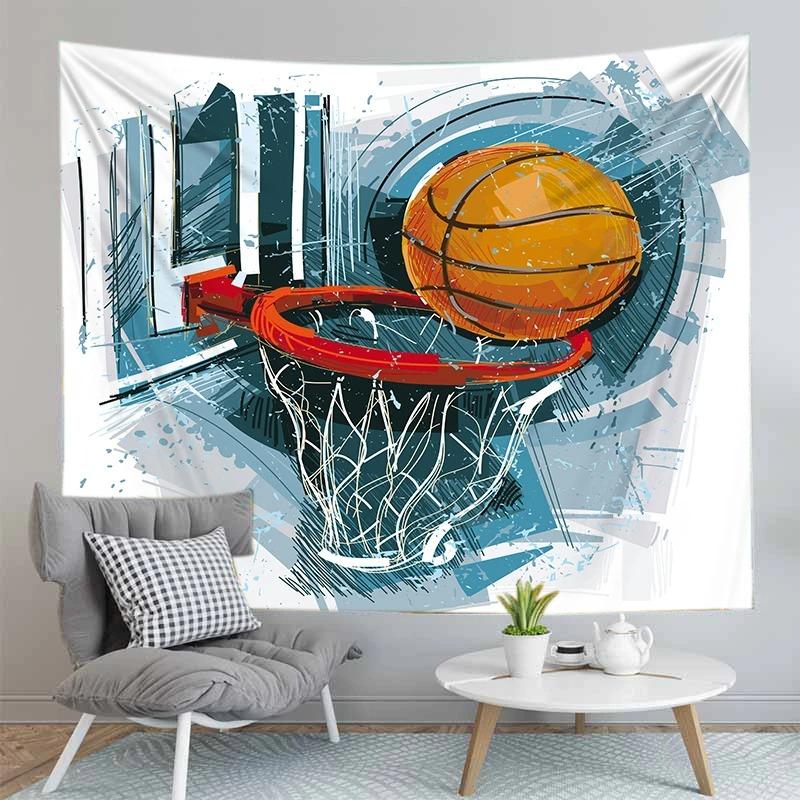 Sports Theme Basketball Pattern Tapestry Bedroom Living Room Tapestry Home Wall Decoration Tapestry