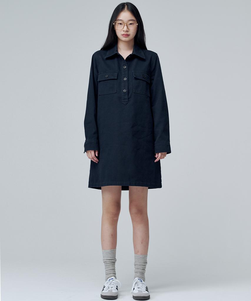 MALOUPE 7102 Collared Denim Dress (Navy)