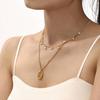 Qiong Yao European American Fashion Pearl Flower Multi-layer Necklace with Light Luxury Design and Stainless Steel Clavicle Chain
