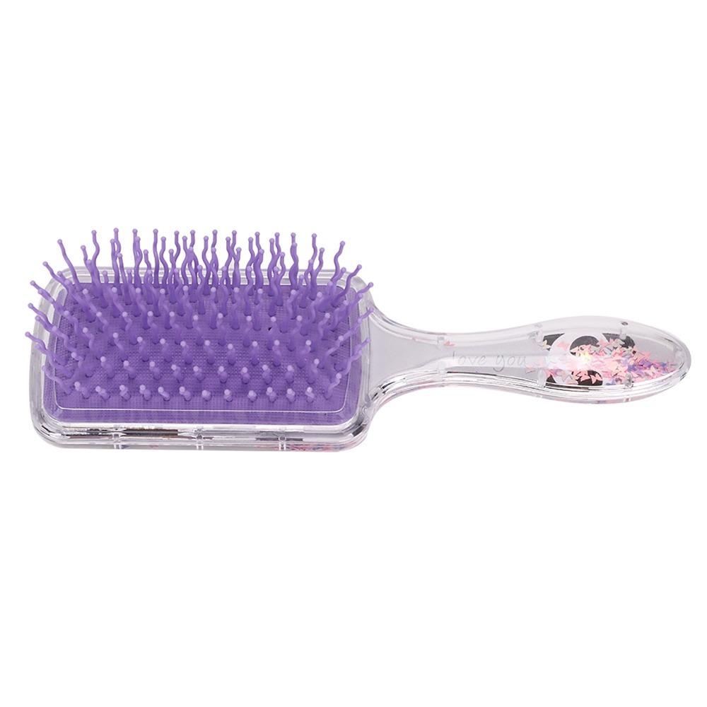 Cartoon Massage Comb Sequins Decoration Detangling Comb Children Hair Comb  Daily Hair Care серый