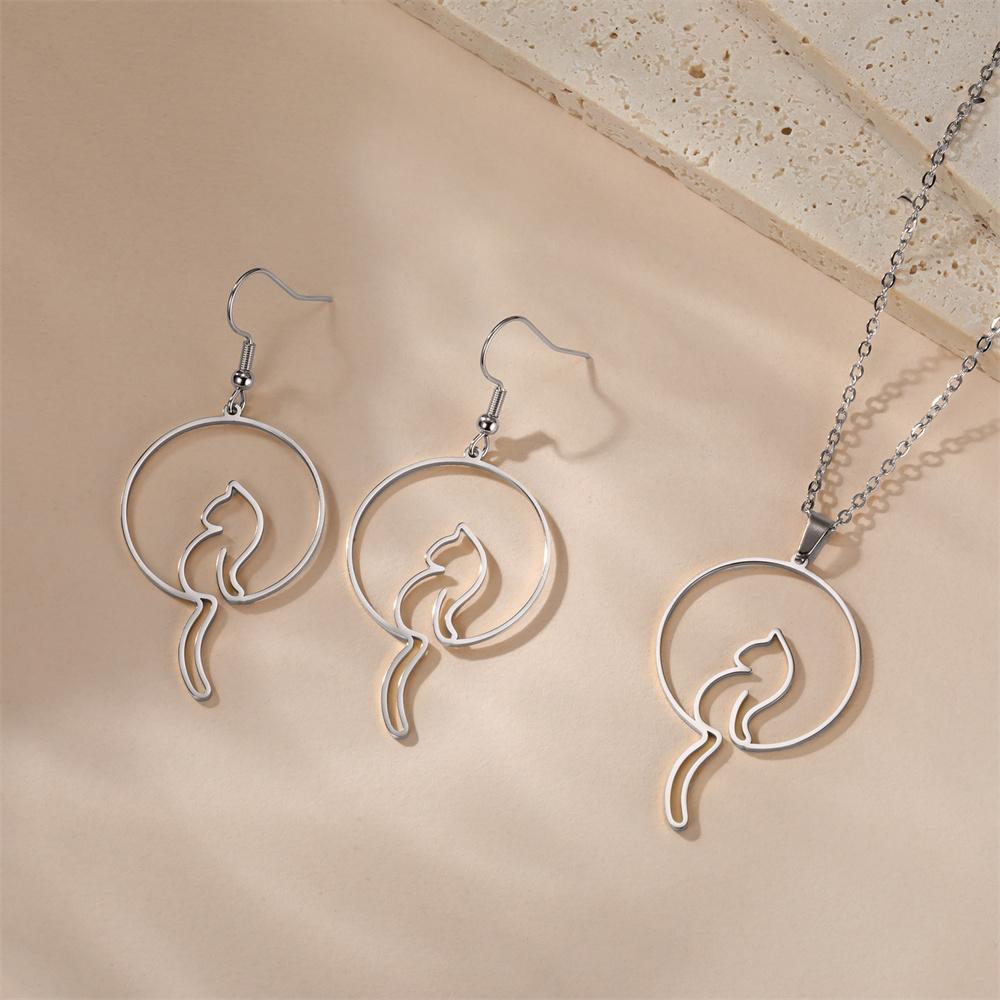 My Shape Lovely Cat Tail Drop Earrings for Women Cute Kitten Animal Dangle Earring Stainless Steel Fashion Jewelry Gifts