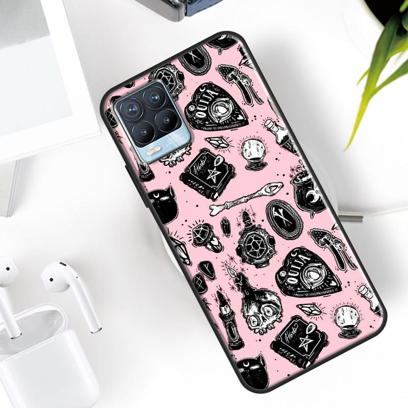 Pink Cat Skull Sorceress Witch Case For Realme 15 11 Pro Plus 12 13 14  C71 C75 C55 C51 C53 C25 C63 C61 C65 C67 GT6 GT7 Pro