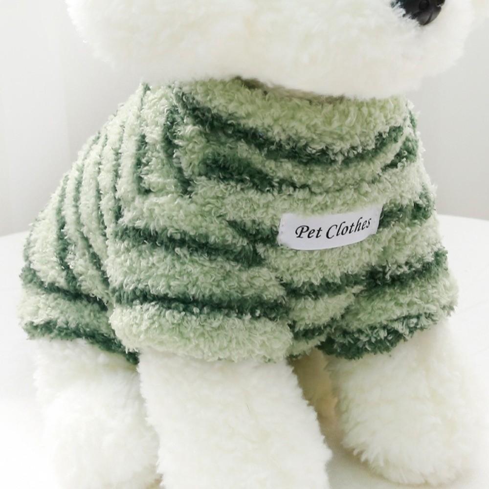 Windproof Dog Warm Clothes Stripes Plush Dogs Coat Fashion Dog Hiking Jacket for Small Medium Dog
