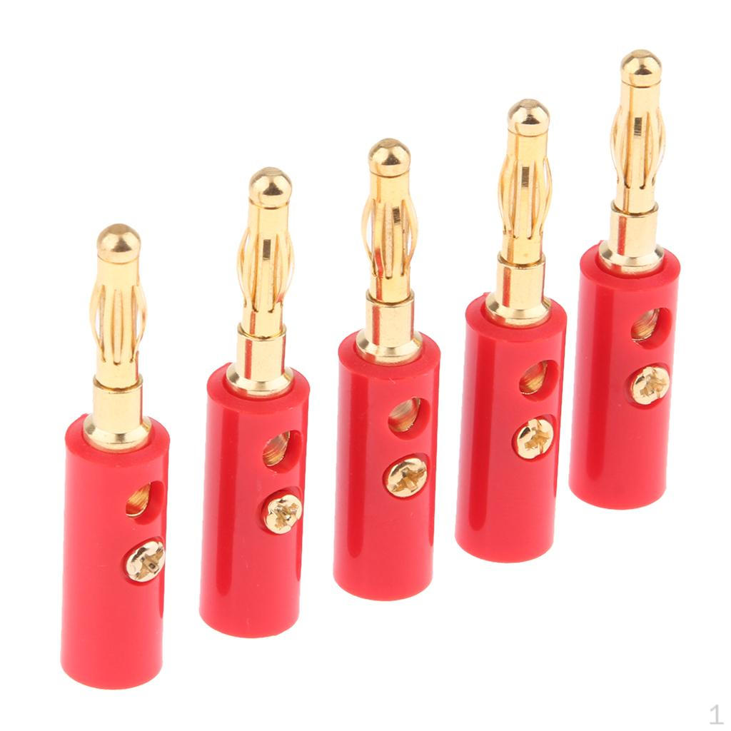 5Pcs/ Plated Speaker Wire Open Screw Banana Plug Connector
