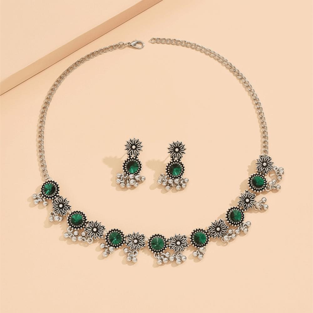 Rhinestone Tassel Jewelry Set Pendant Women Jewelry Set Vintage Necklace Earrings Set  Gifts