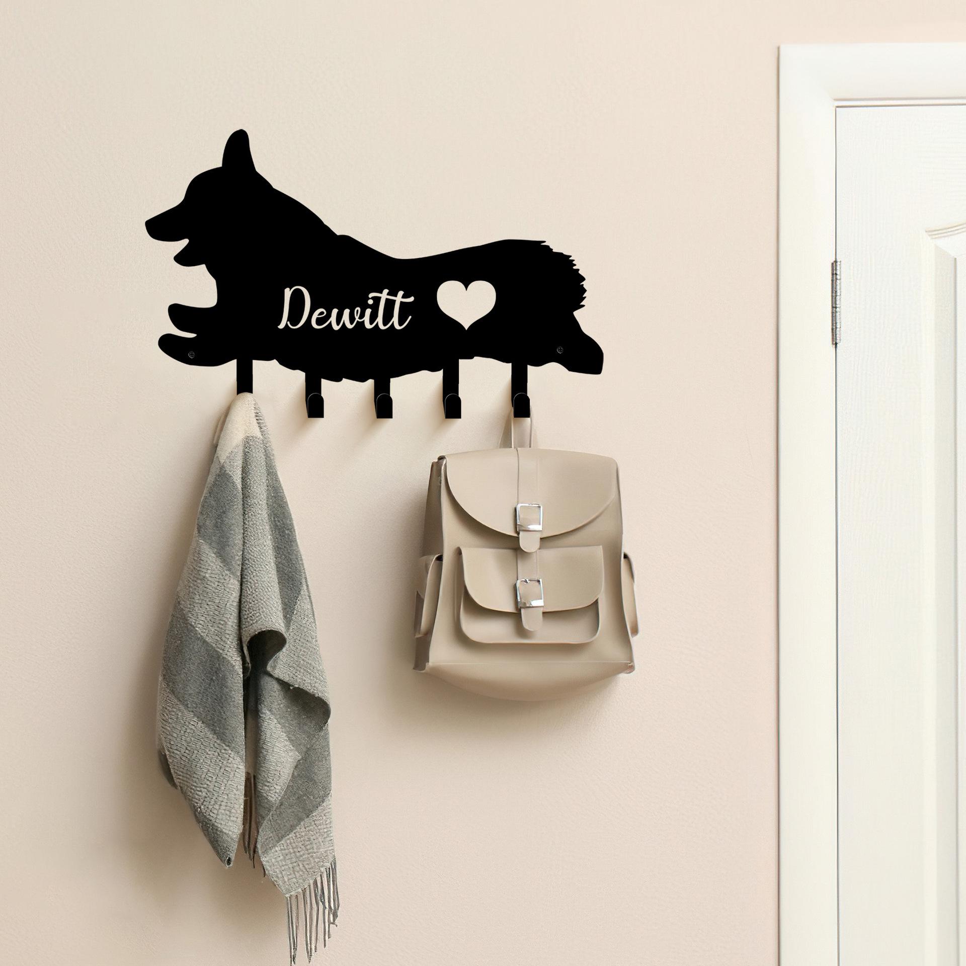 Modern Metal Corgi Wall Hook - Minimalist Home Art Silhouette 8 inches/20 cm чёрный