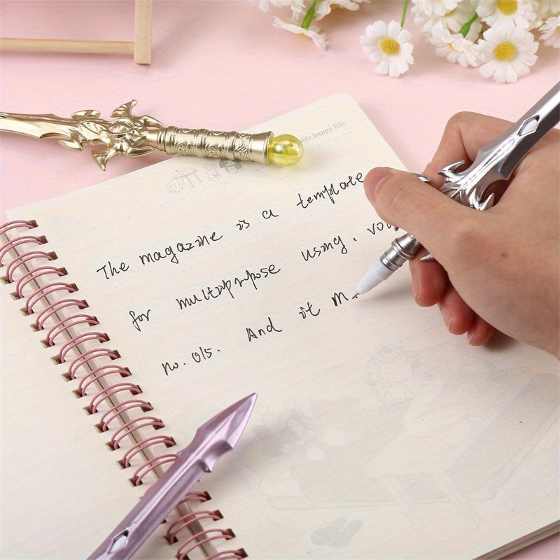 12pcs 0.5mm Sword-shape Gel Pen Black 0.5mm Decompression Pen Anti-slip Grip Easy To Refill for Student Adult Gift Back To School