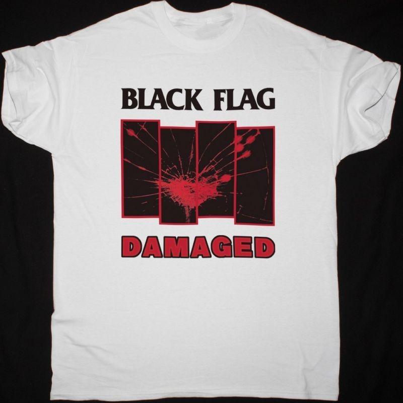 Black Flag Damaged White T-Shirt S