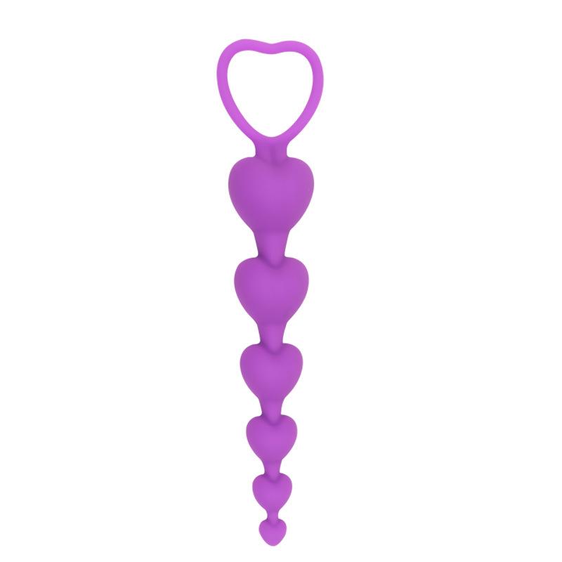 Silicone Heart-Shaped Beaded Anal Plug - Erotic SM Toy & Dilator