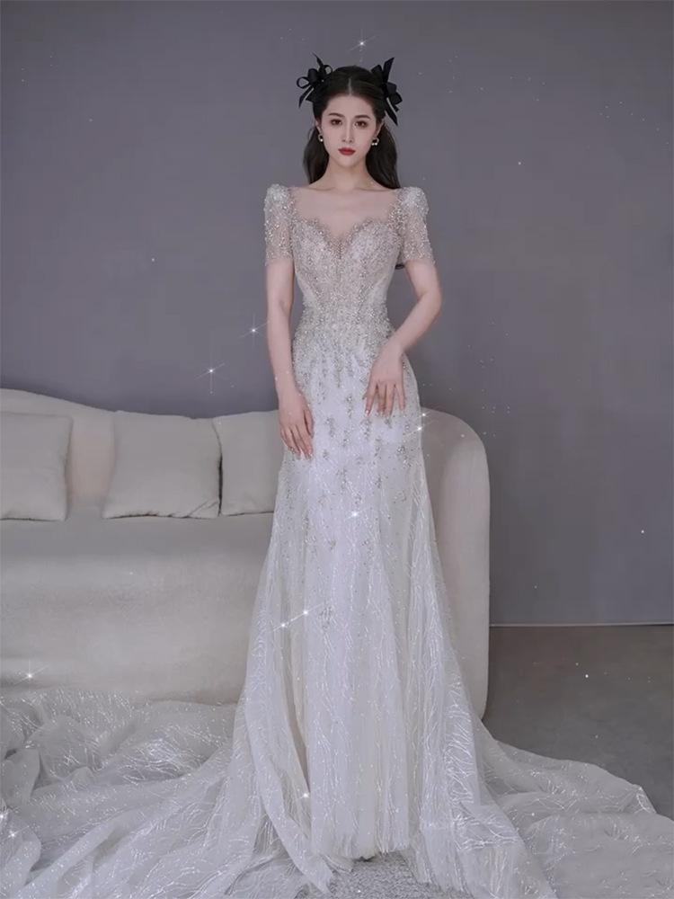 1011 New French Fishtail Light Wedding Dress Skirt Wedding Bride Trailing Temperament Super Fairy Go Out Dress