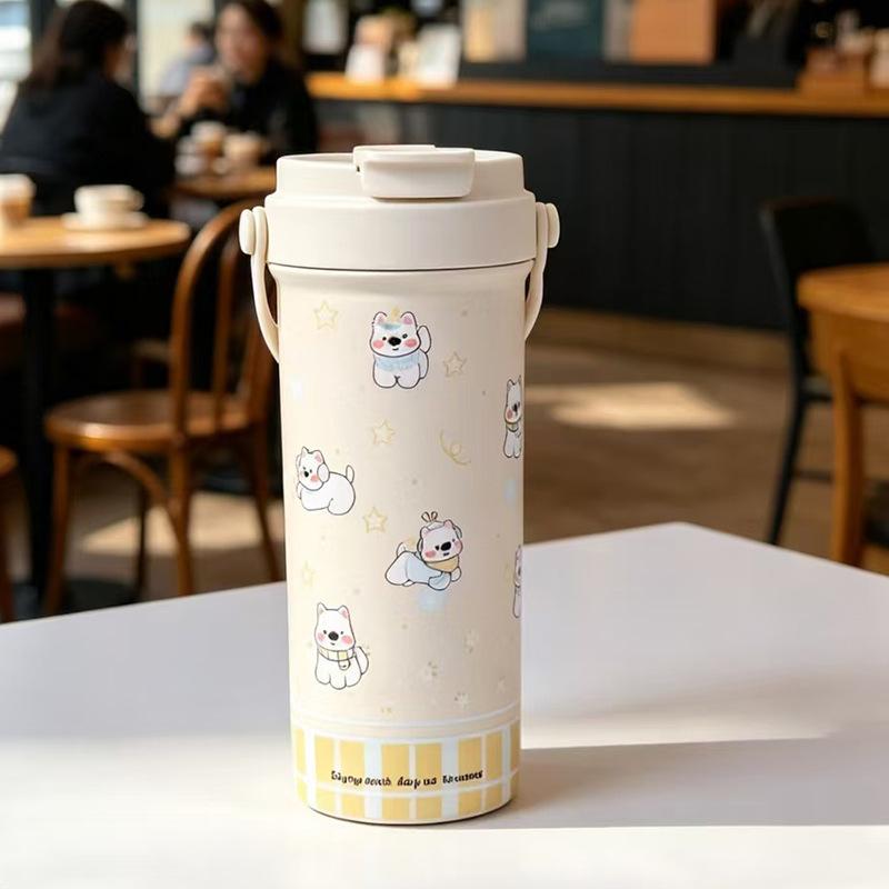 Water Bottle Sweet Cute Thing Portable Double Drink Coffee Thermos Cup Cute Style Sub Polka Dot Household Water Cup