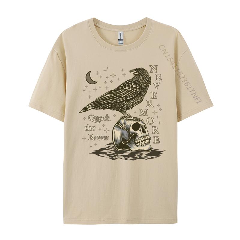 Nevermore The Raven Edgar Allan Poe Dark Academia Literature Casual T-Shirt New Summer/Fall Tops & Tees Cotton Men