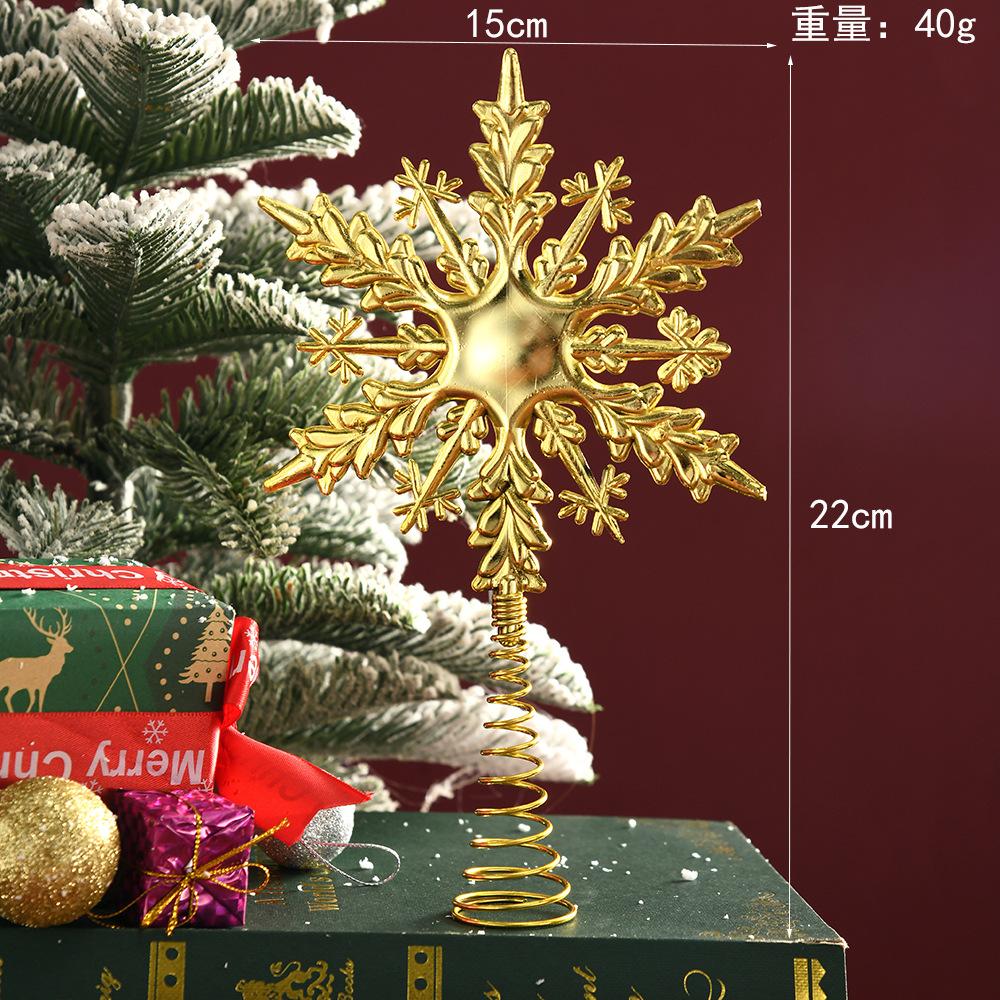 Weihnachtsbaumspitze Glitzer Gold Stern Ausgehöhlt Schneeflocke Weihnachtsbaum Anhänger Zuhause Neujahrsdekoration Party Geschenkartikel