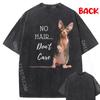 No Hairdont Care Hairless Cat Sphynx Kitten Washed Tops Tee Mens Korean Fashion Men's Clothing Camisa