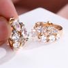 Water Drop Stone Luxury Crystal White Zircon Hoop Earrings For Women Charm Gold Color Ear Buckle Wedding Jewelry Versatile Gifts