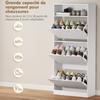 Shoe Cabinet 18 Pairs Narrow Shoe Cabinet 3 Flip Drawers Adjustable Shelves White