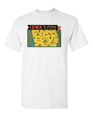 T Shirt Vtg Travel Art Cotton Tourist Retro Vacation Iowa Hawkeye State White