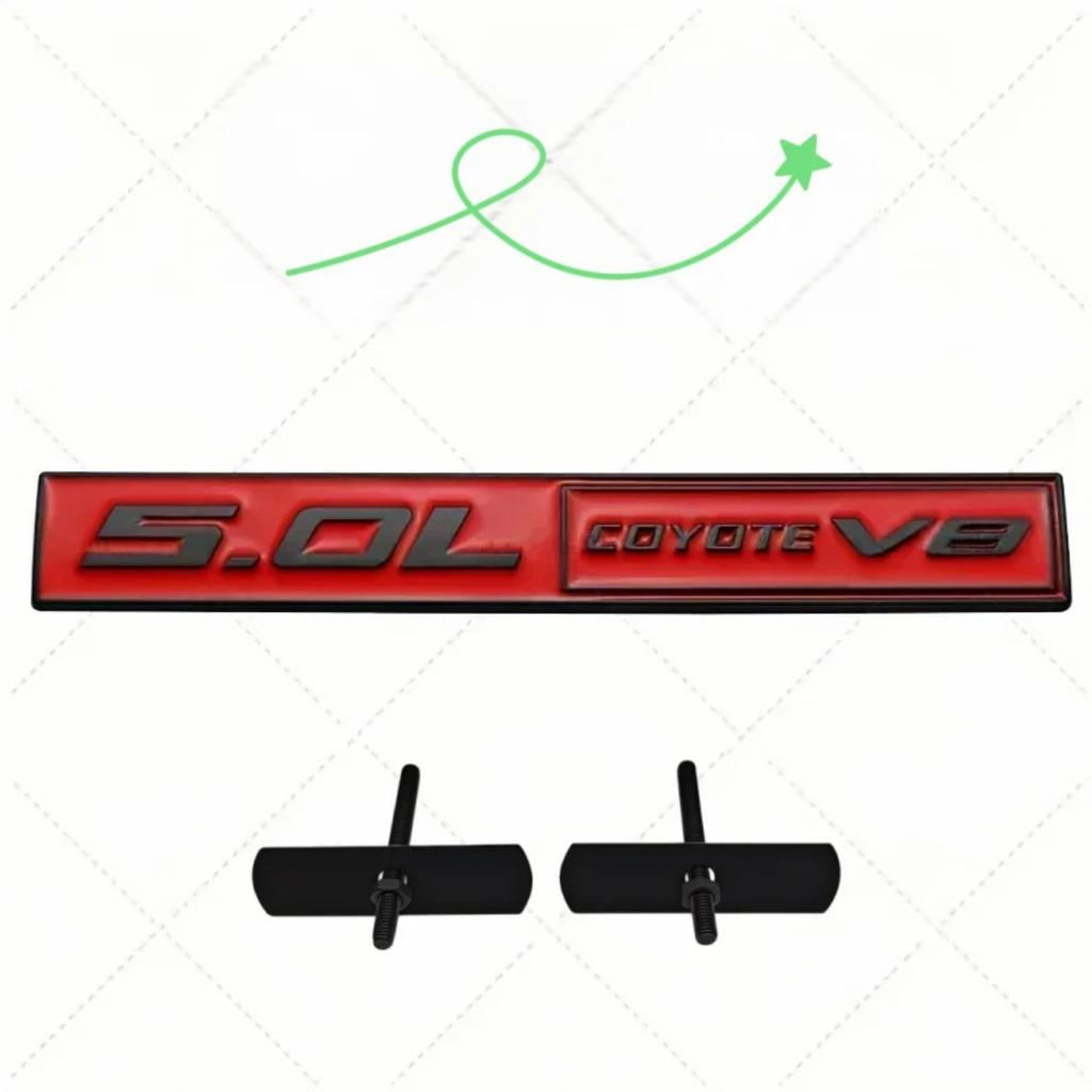 3D Metal 5.0 V8 Badge Sticker Rear Trunk Side Fender Emblem Decal