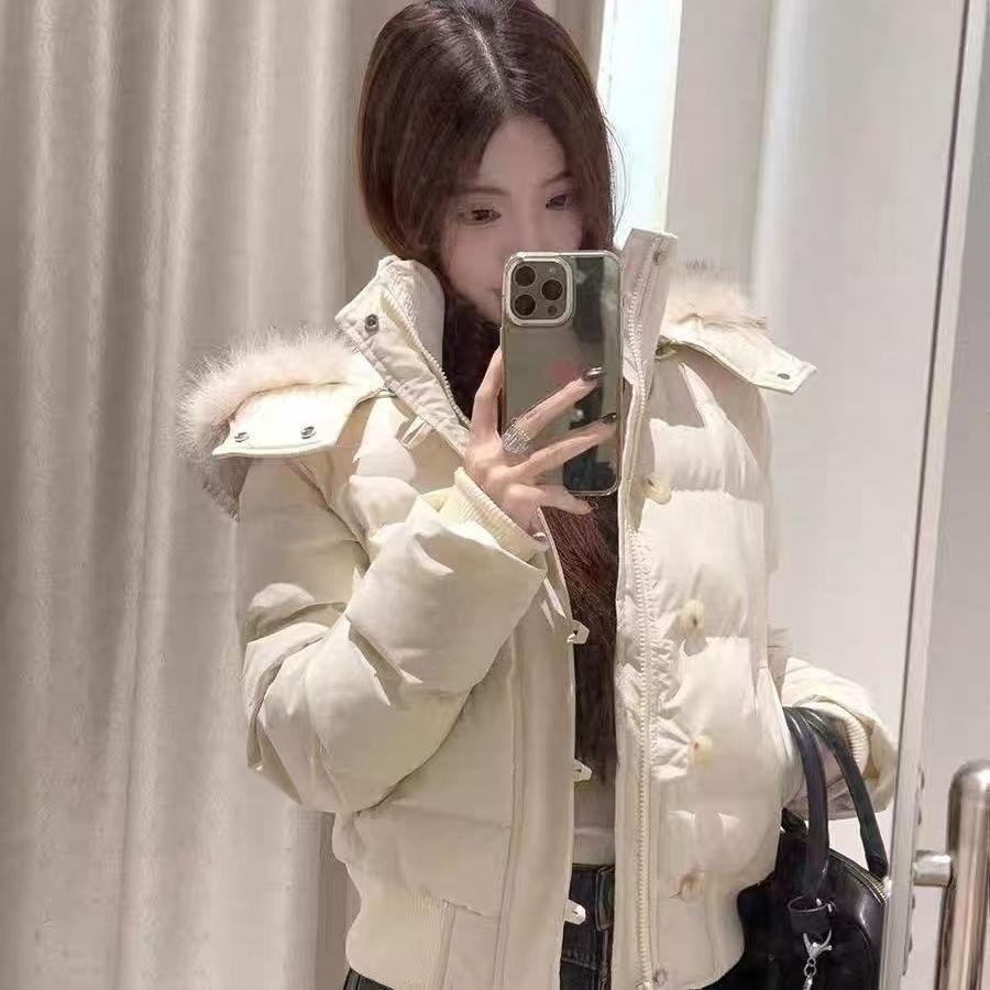 Women Puffy Parkas Winter Warm Casual Preppy Style Cute Cotton Coat Korean Fashion Long Sleeve Faux Fox Hooded Jacket