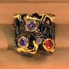 High Quality Black Gold-plated Color Stone Hollow Colorful Separation Ring for Women Wedding Party Engagement Ring