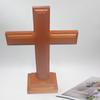 Carved Wooden Standing Cross Crucifix w/ Stand Jesus Christ Altar Handmade