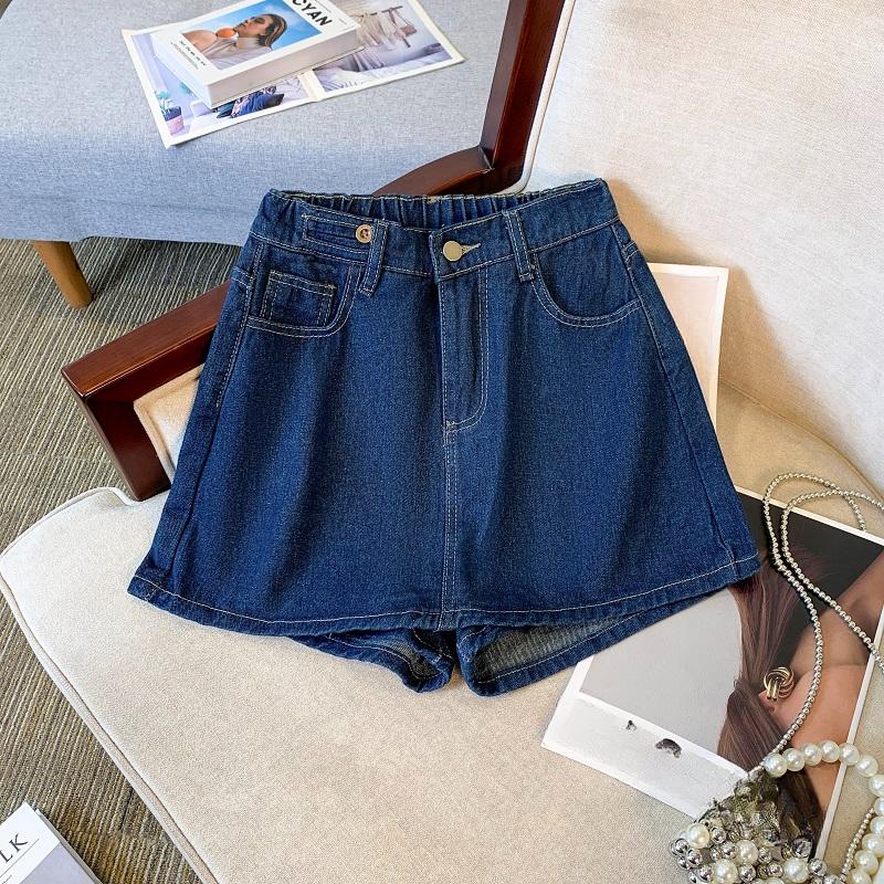 

Dimanaf 2025 Новые летние короткие брюки-юбки, джинсы, брюки, женские свободные джинсовые шаровары, большие синие брюки 4XL синий
