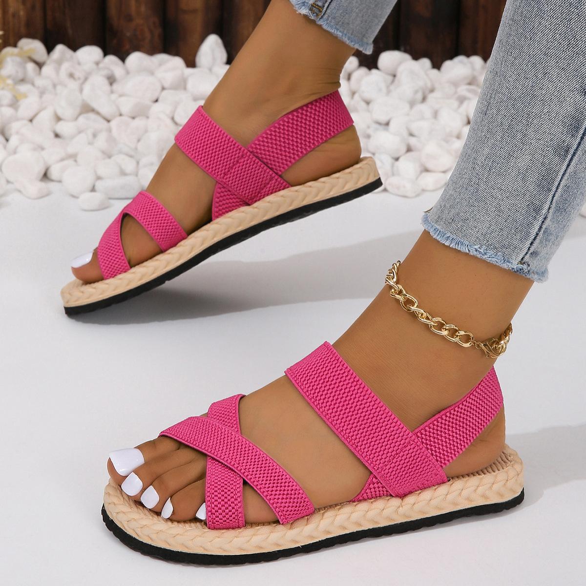 

Fashion Summer Fashion Stretch Fabric Knitted Sandals Women Back Elastic Band Platform Shoes Plus Size 35-43 Shoes for Women Sandals 43