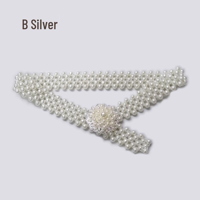 

Элегантный женский эластичный пояс с жемчугом для юбок и платьев - Универсальный и простой цепной дизайн 65 cm